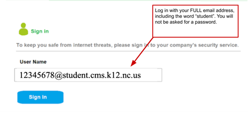 Log in with your full email address including the word "student".